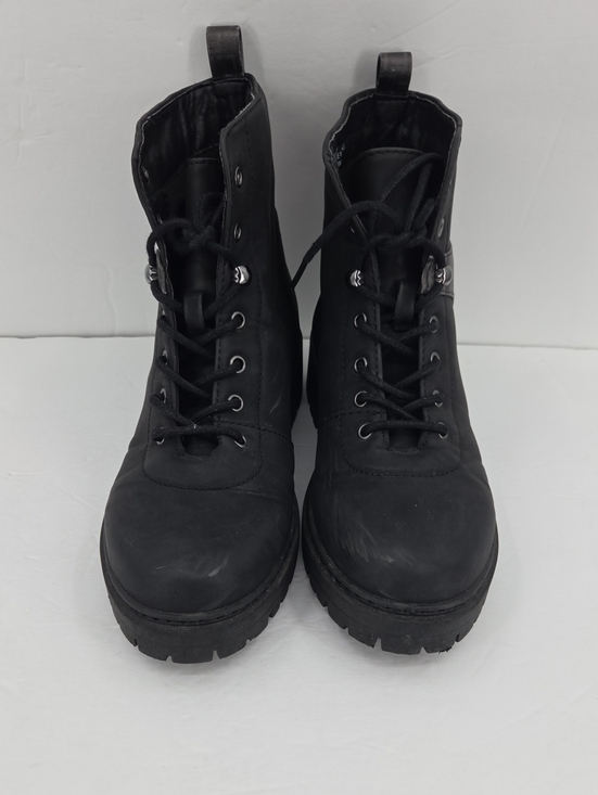 London Fog Shoes - London Fog Matte Black Lace-Up Moto Combat Boots